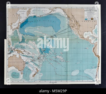 1877 Petermann Mittheilungen Map of Oceania and the Pacific Ocean showing Australia, New Zealand, Hawaii, Polynesia and East Indies Stock Photo