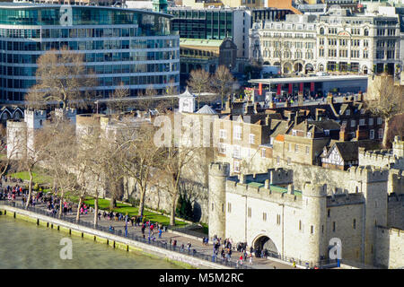 Aerial view of Tower of London, London, UK. Stock Photo
