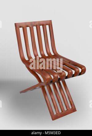 A simple minimalist wood chair on gray background Stock Vector