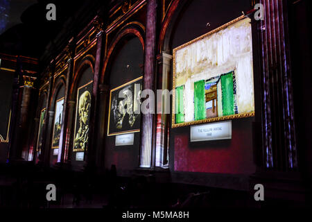 Naples, Italy. 24th February 2018. 'Van Gogh - The immersive experience', which consists of 'entering' the masterpieces of the Dutch painter and walking inside the particular works of Vincent Van Gogh in the church of Basilica di San Giovanni Maggiore in Naples,Italy Credit: Mariano Montella/Alamy Live News Stock Photo