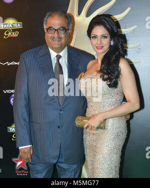 Macau, Macau SAR, China. 6th July, 2013. MACAO SAR, CHINA: FILE IMAGE.Bollywood Star Sridevi Kapoor dead at 54. Sridevi (R) on the red carpet with her husband film producer Boney Kapoor (L) at the 14th International Indian Film Academy (IIFA) at The Venetian Macao 6th July 2013. Credit: Jayne Russell/ZUMA Wire/Alamy Live News Stock Photo