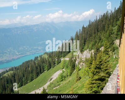 Schynige Platte Railway going downhill Stock Photo