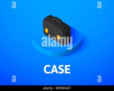 Case isometric icon, isolated on color background Stock Vector