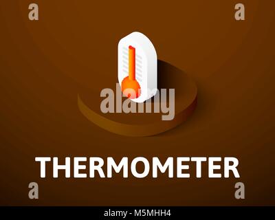 Thermometer isometric icon, isolated on color background Stock Vector
