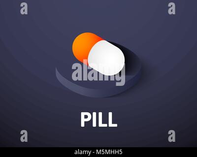 Pill isometric icon, isolated on color background Stock Vector