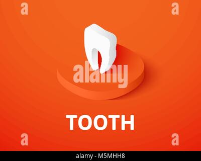 Tooth isometric icon, isolated on color background Stock Vector