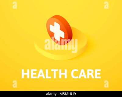 Health care isometric icon, isolated on color background Stock Vector