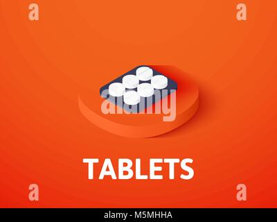 Tablets isometric icon, isolated on color background Stock Vector