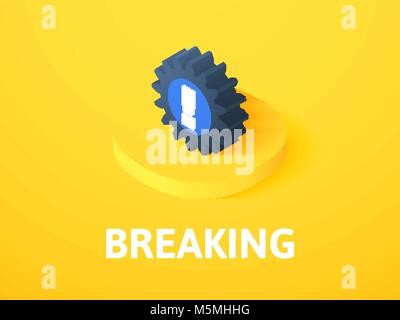 Breaking isometric icon, isolated on color background Stock Vector