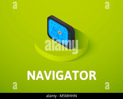 Navigator isometric icon, isolated on color background Stock Vector