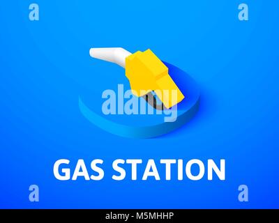 Gas station isometric icon, isolated on color background Stock Vector