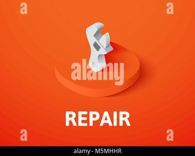 Repair isometric icon, isolated on color background Stock Vector