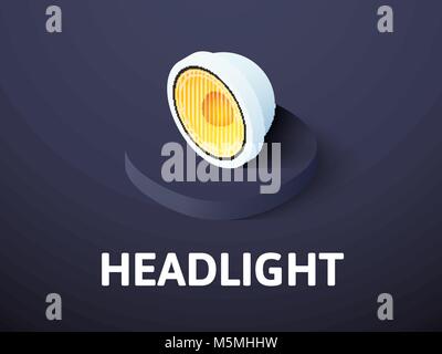 Headlight isometric icon, isolated on color background Stock Vector
