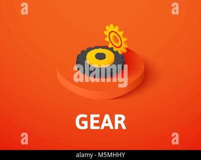 Gear isometric icon, isolated on color background Stock Vector