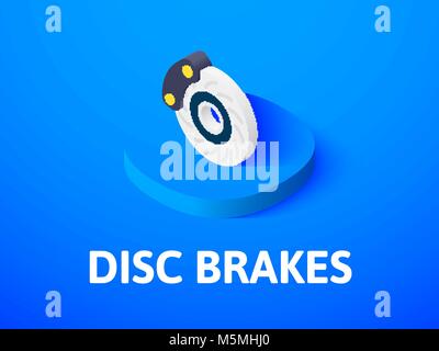 Disc brakes isometric icon, isolated on color background Stock Vector