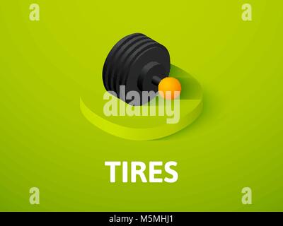 Tires isometric icon, isolated on color background Stock Vector