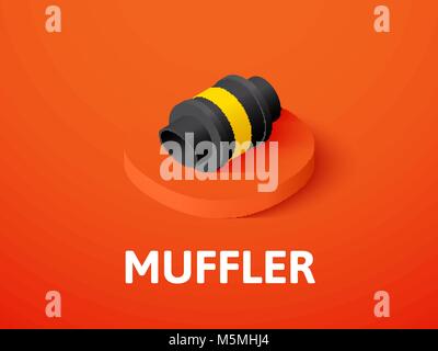 Muffler isometric icon, isolated on color background Stock Vector