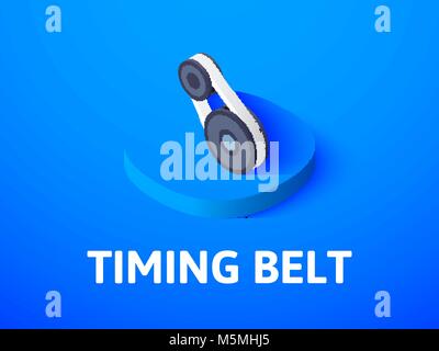 Timing belt isometric icon, isolated on color background Stock Vector