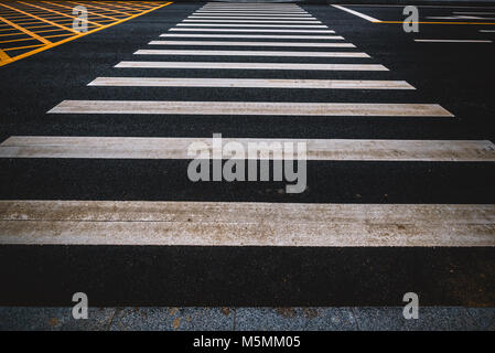 New asphalt texture with white dashed line Stock Photo