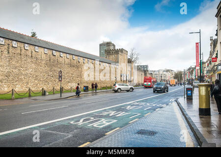 Cardiff Castle in Castle Street in Cardiff City centre Wales. Stock Photo