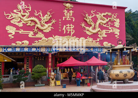 Hong Kong January 29, 2016: Ten Thousand Buddhas Monastery in Hong Kong Stock Photo