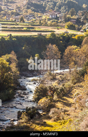 Chendebji, Bhutan.  Village near Chendebji. Stock Photo