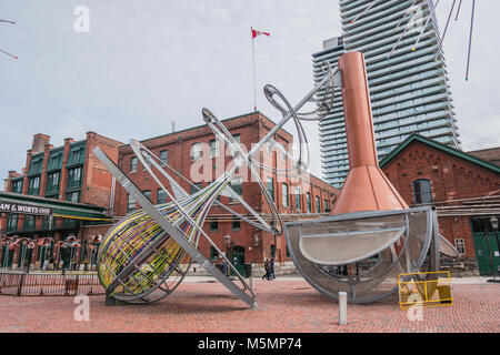 giant outdoor art sculpture in toronto distillery district Stock Photo
