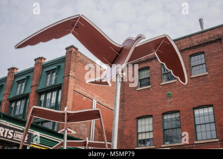 birds sculpture display in toronto distillery district Stock Photo