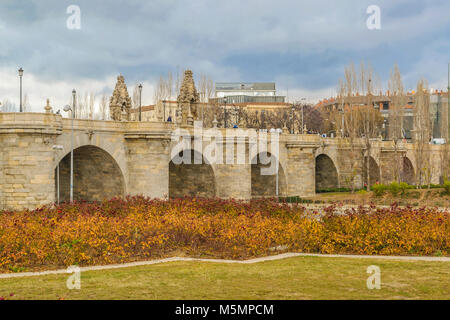 Segovia bridge, a renaissance fourteenth century style construction located at manzanares district in Madrid, Spain Stock Photo