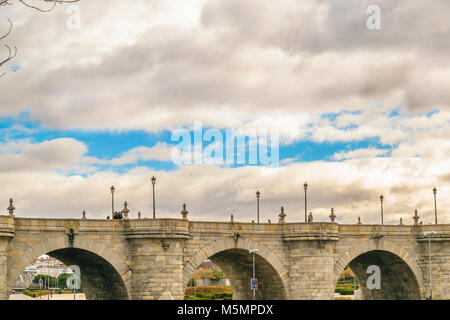 Segovia bridge, a renaissance fourteenth century style construction located at manzanares district in Madrid, Spain Stock Photo