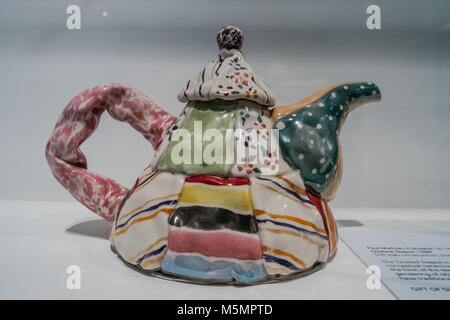 porcelain tea pot on display in museum Stock Photo