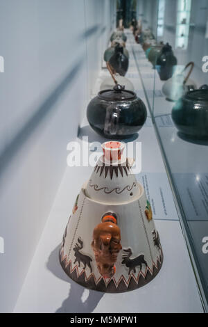 porcelain tea pot on display in museum Stock Photo