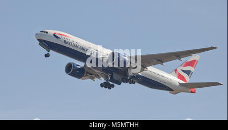 British Airways Boeing 777 G-VIIM departing London-Heathrow Airport LHR Stock Photo
