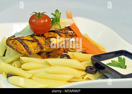 Diet Pasta with Meat & vegetables Stock Photo