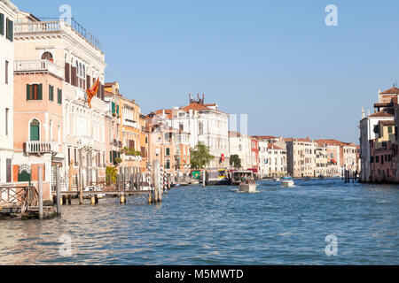 The Grand Canal, Cannaregio, Venice, Veneto, Italy in evening light with historic palazzos and water taxis Stock Photo