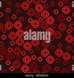 vector seamless pattern - red chaotic rhombuses on dark background Stock Vector