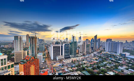 Manila, Philippines - Feb 25, 2018 : Eleveted, night view of Makati, the business district of Metro Manila, Philippines Stock Photo