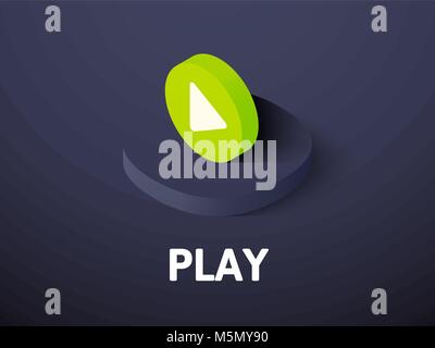 Play isometric icon, isolated on color background Stock Vector