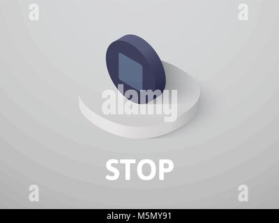 Stop isometric icon, isolated on color background Stock Vector