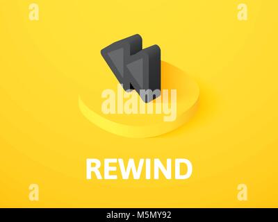 Rewind isometric icon, isolated on color background Stock Vector