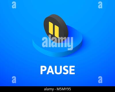 Pause isometric icon, isolated on color background Stock Vector