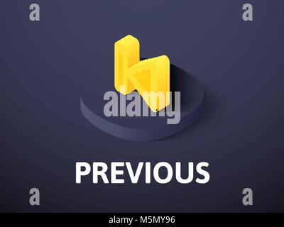 Previous isometric icon, isolated on color background Stock Vector