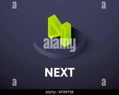 Next isometric icon, isolated on color background Stock Vector