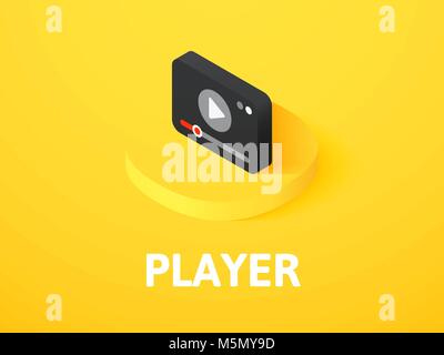 Player isometric icon, isolated on color background Stock Vector