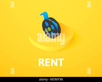 Rent isometric icon, isolated on color background Stock Vector