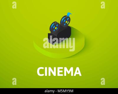 Cinema isometric icon, isolated on color background Stock Vector