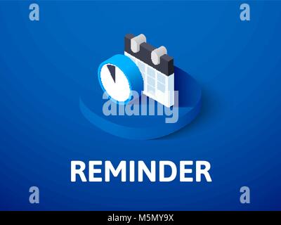 Reminder isometric icon, isolated on color background Stock Vector