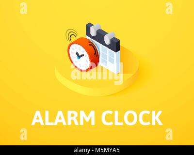 Alarm clock isometric icon, isolated on color background Stock Vector