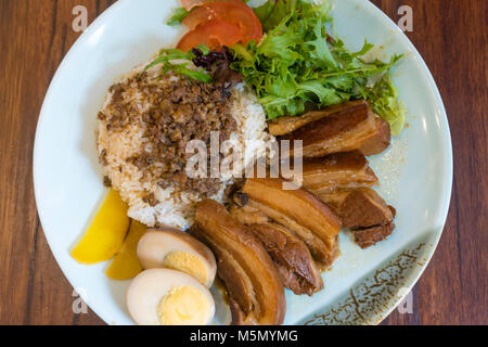 Braised pork belly meat rice, stewed pork over cooked rice in Taiwanese ...