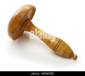 darning mushroom, vintage tool of repairing holes in fabric or knitting isolated on white background Stock Photo